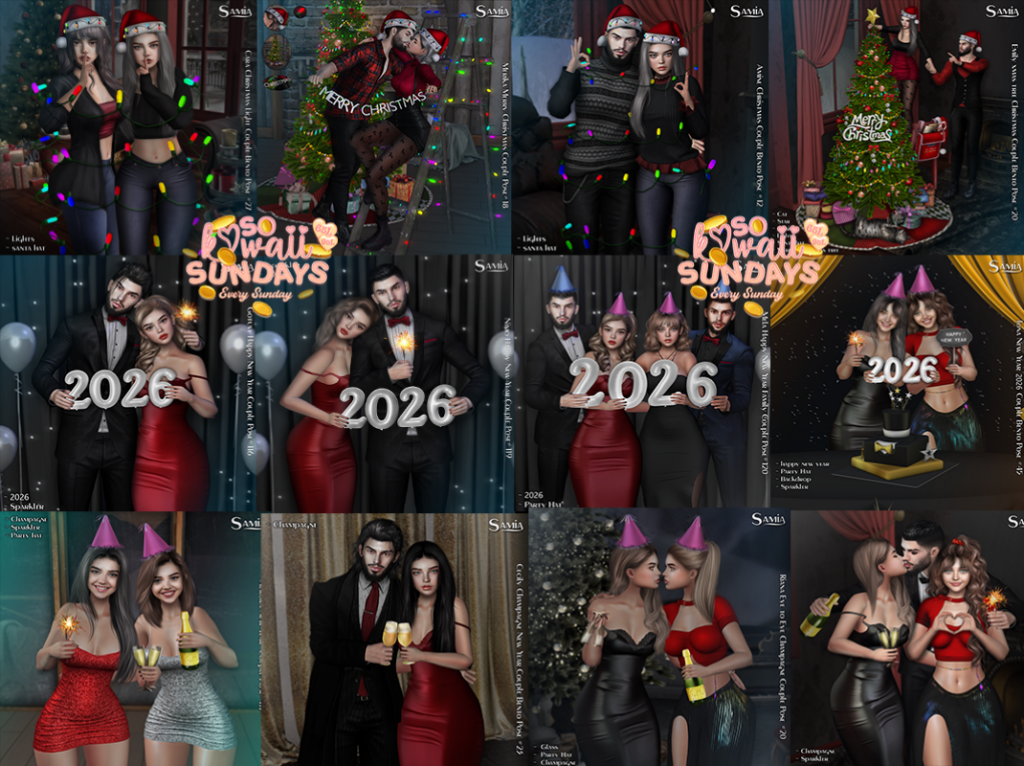 Various Couple, Friends, &amp; Group Poses	&lt;a href=&quot;http://maps.secondlife.com/secondlife/District%20Blue/210/106/3006&quot; target=&quot;_blank&quot;&gt;Teleport&lt;/a&gt;