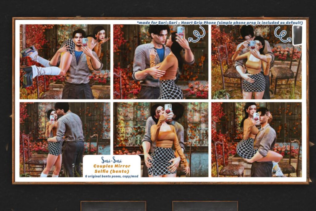 Mirror Selfie Couples Poses, L$299 each/L$799 FP