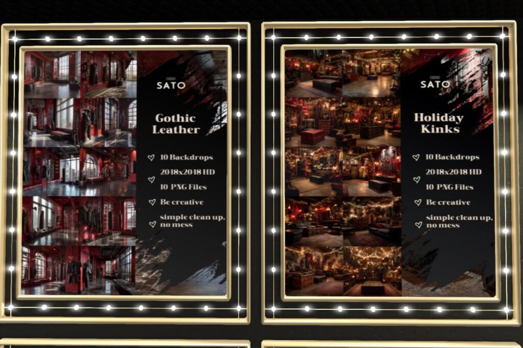 Gothic Leather and Holiday Kinks Backdrops, L$180 each