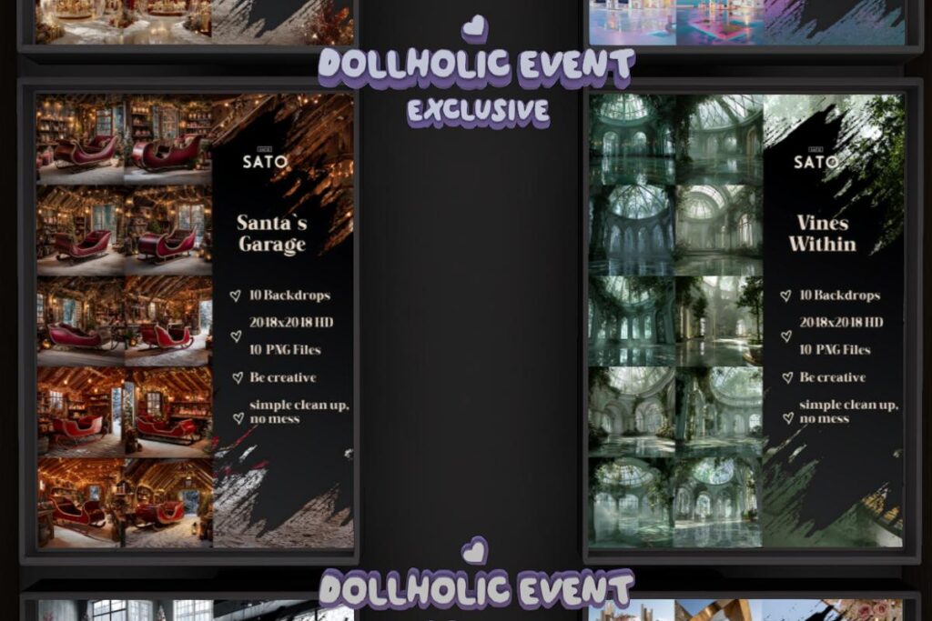 Santa`s Garage and Vines Within Backdrops, L$180 each