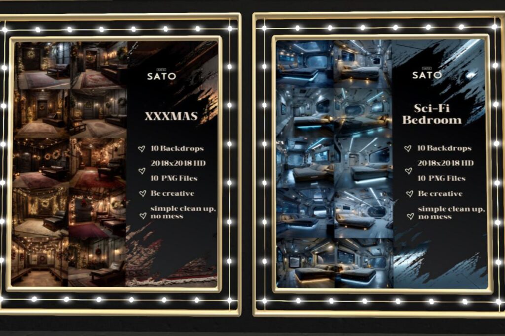 XXXMas and Sci-Fi Bedroom Backdrops, L$180 each