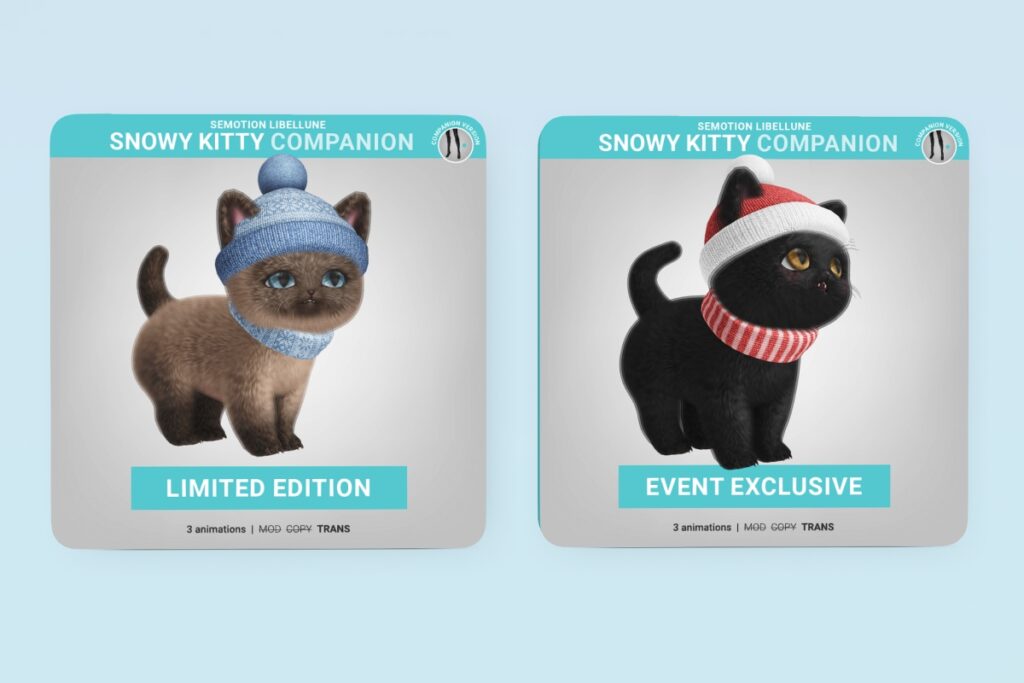 Limited Edition &amp; Event Exclusive Snowy Kitty Animesh Pet, L$188 each