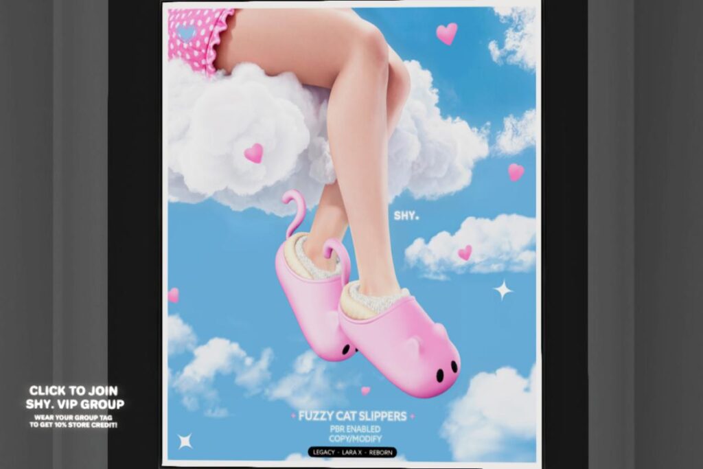 Fuzzy Cat Slippers - Legacy/MaitreyaX/Reborn, L$300 each/L$850 FP