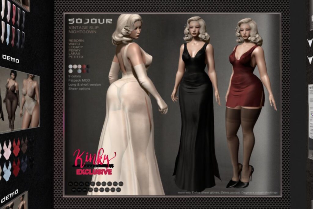 Vintage Slip Nightgown - Legacy/MaitreyaX/Reborn/+mods, L$299 each/L$1099 FP