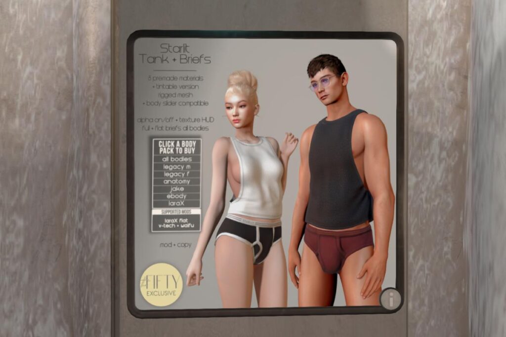 Tank &amp; Briefs - Anatomy/Jake/Legacy M+F/MaitreyaX/Reborn/+mods, L$550 each/L$975 FP