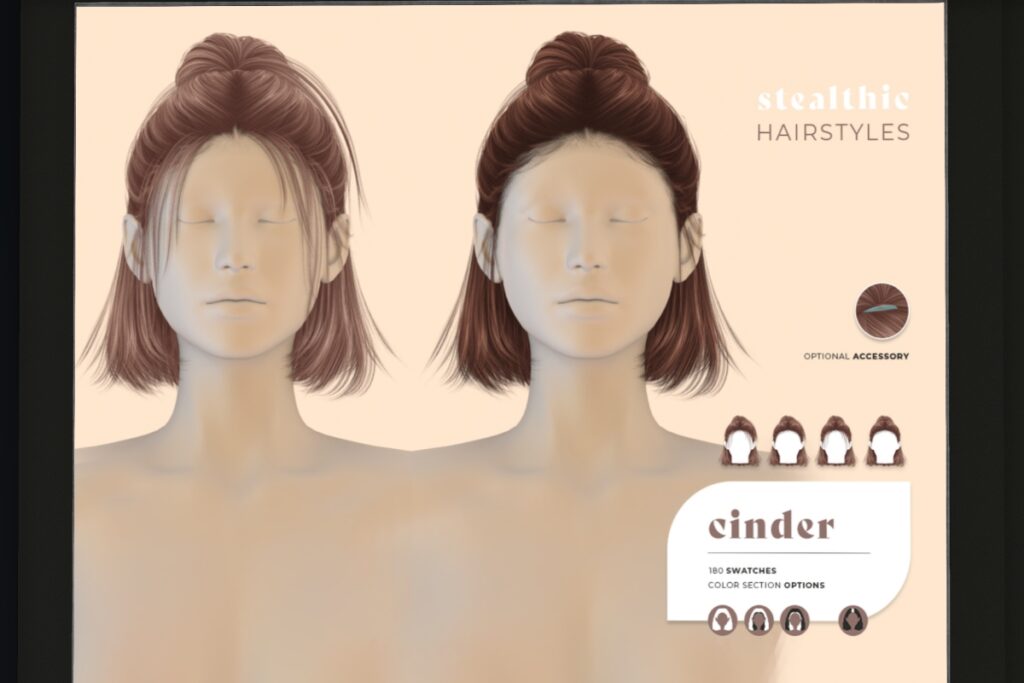 Cinder Hairstyle, L$399 Basic Pack/L$199 Upgrade Pack/L$598 FP