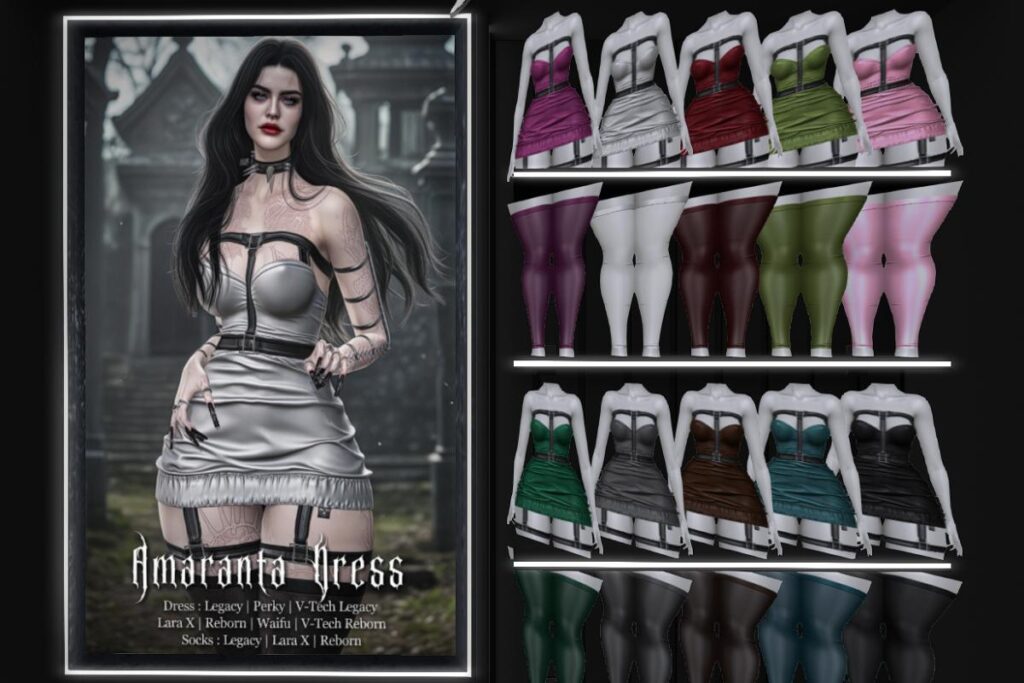Amaranta Dress and Socks - Legacy/MaitreyaX/Reborn/+mods, L$300 each/L$2500-L$2999 each FP/L$5299 MP