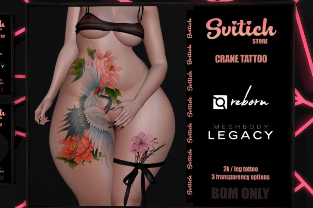 Crane Tattoo - BOM for Legacy/Reborn, L$199