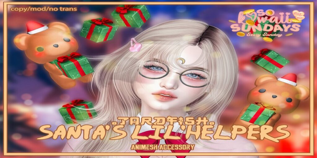 Santa's Lil Helpers Animesh Accessory	<a href="http://maps.secondlife.com/secondlife/Tardfish/129/157/32" target="_blank">Teleport</a>