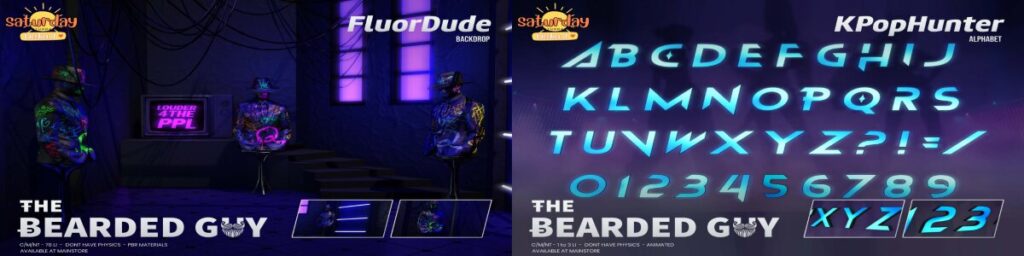 Fluor Dude Backdrop | KPop Hunter Alphabet	<a href="http://maps.secondlife.com/secondlife/Moonwall/169/121/32" target="_blank">Teleport</a>