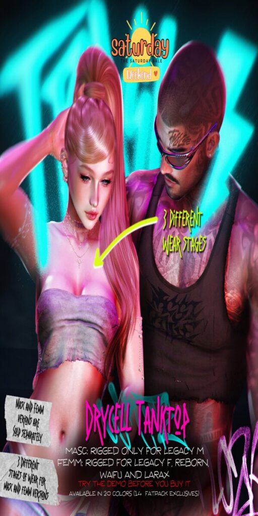 Drycell Tanktop - Legacy M+F/MaitreyaX/Reborn/+mods	&lt;a href=&quot;http://maps.secondlife.com/secondlife/Styrsky/61/52/2369&quot; target=&quot;_blank&quot;&gt;Teleport&lt;/a&gt;