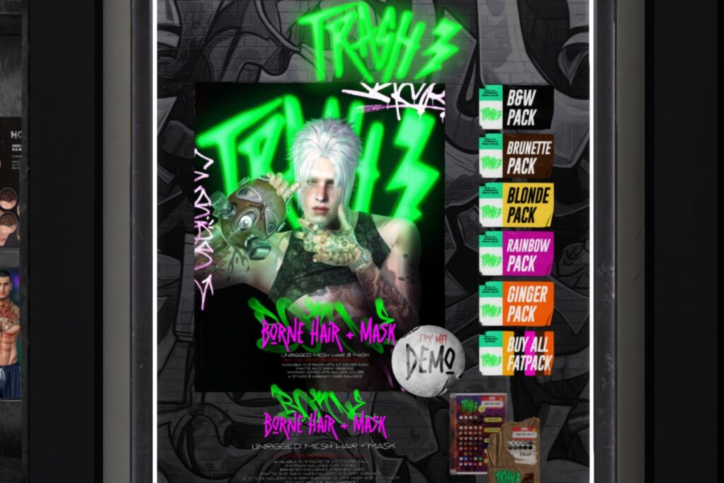 Borne Hair, L$299 each/L$1000 FP