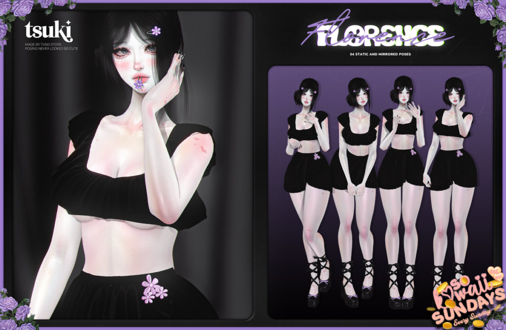 Florence Poses	&lt;a href=&quot;http://maps.secondlife.com/secondlife/Dark%20Desires/243/182/25&quot; target=&quot;_blank&quot;&gt;Teleport&lt;/a&gt;