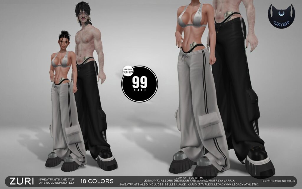 Zuri Top &amp; Sweatpants - Legacy/MaitreyaX/Reborn/+mods	<a href="http://maps.secondlife.com/secondlife/Magic%20Sky/194/96/2022" target="_blank">Teleport</a>