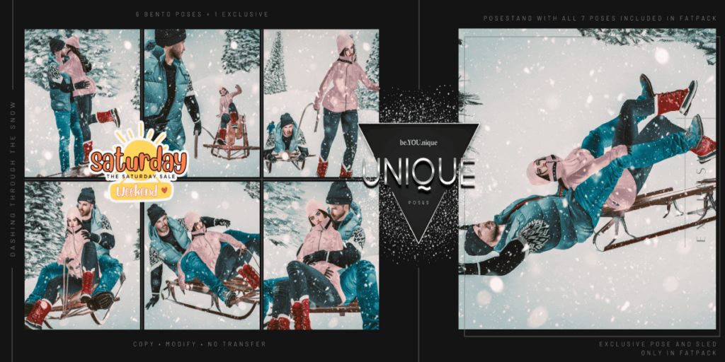 Dashing Through The Snow Poses &amp; Props	&lt;a href=&quot;http://maps.secondlife.com/secondlife/YOUNIQUE/166/128/26&quot; target=&quot;_blank&quot;&gt;Teleport&lt;/a&gt;