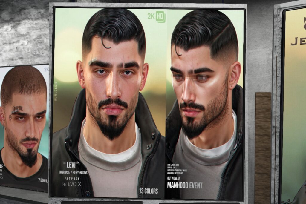 Levi Facial Hair + Hairbase - EvoX, L$25-L$300 each