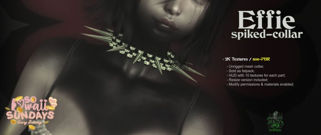 Effie Spiked Collar	&lt;a href=&quot;http://maps.secondlife.com/secondlife/Tomoeda/58/184/28&quot; target=&quot;_blank&quot;&gt;Teleport&lt;/a&gt;