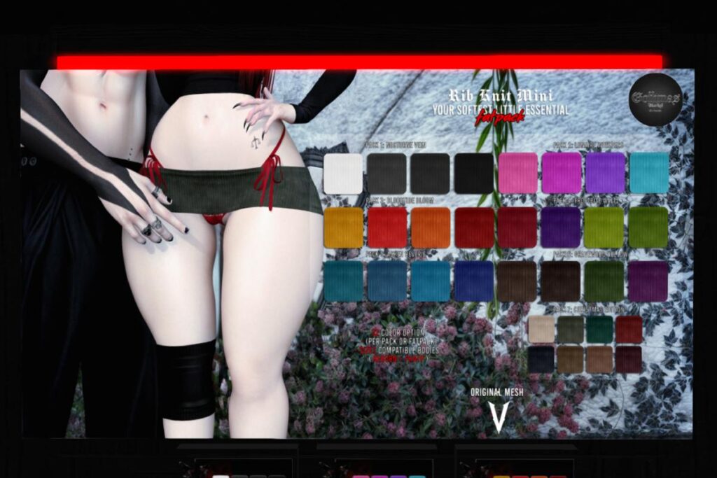 Rib Knit Mini Skirt - Reborn/+mods, L$444 each/L$999 FP