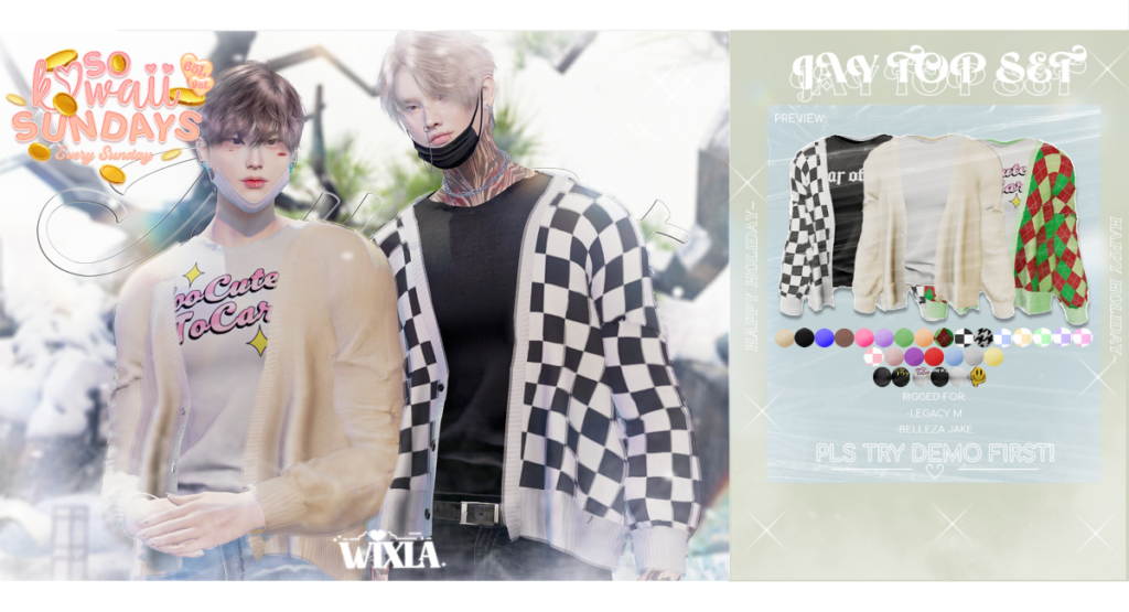 Jay Top Set - Jake/Legacy	&lt;a href=&quot;http://maps.secondlife.com/secondlife/Baboo/176/148/1301&quot; target=&quot;_blank&quot;&gt;Teleport&lt;/a&gt;