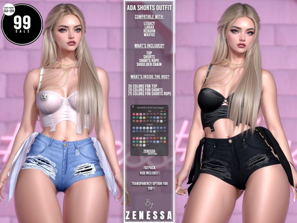 Ada Shorts Outfit - Legacy/MaitreyaX/Reborn/+mods	&lt;a href=&quot;http://maps.secondlife.com/secondlife/Couture%20Way/72/34/22&quot; target=&quot;_blank&quot;&gt;Teleport&lt;/a&gt;