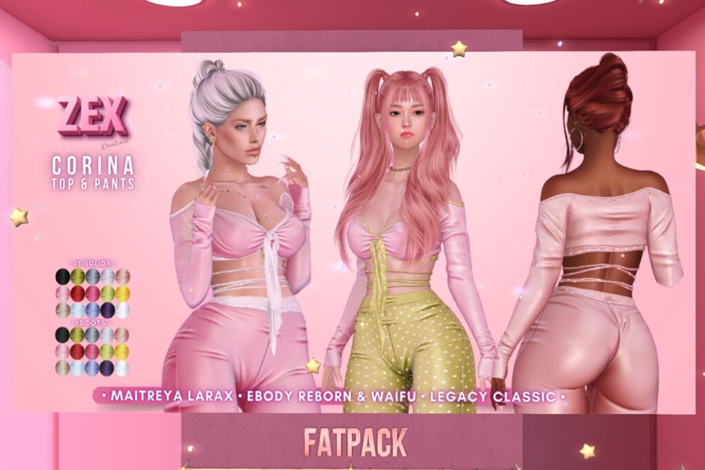 Corina Top &amp; Pants - Legacy/MaitreyaX/Reborn/+mods, L$88 each/L$888 each FP/L$1488 MP