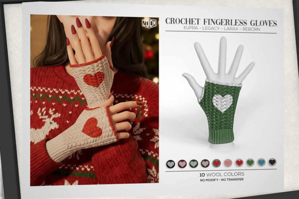 Crochet Fingerless Gloves - Inithium/Legacy/MaitreyaX/Reborn, L$199