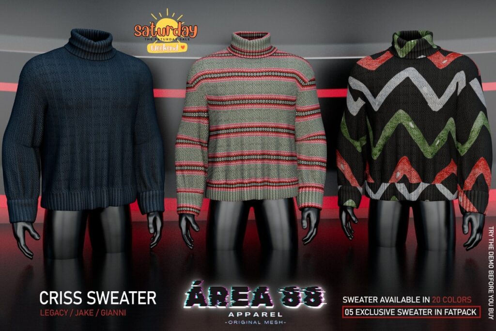 Criss Sweater - Gianni/Jake/Legacy	&lt;a href=&quot;http://maps.secondlife.com/secondlife/Birdcage/185/98/2802&quot; target=&quot;_blank&quot;&gt;Teleport&lt;/a&gt;