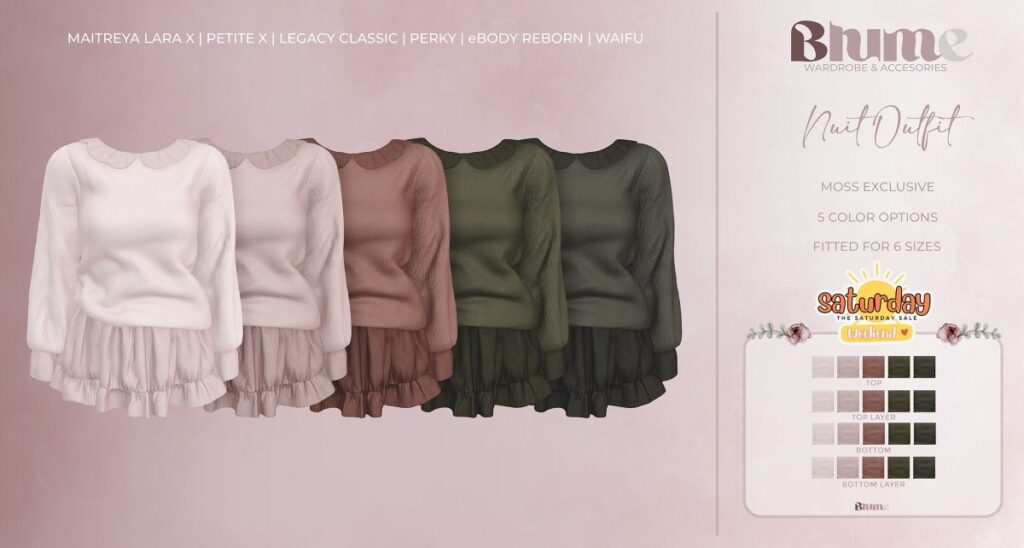 Nuit Outfit -  Legacy/MaitreyaX/Reborn/+mods	&lt;a href=&quot;http://maps.secondlife.com/secondlife/Bruschetta/140/41/1301&quot; target=&quot;_blank&quot;&gt;Teleport&lt;/a&gt;