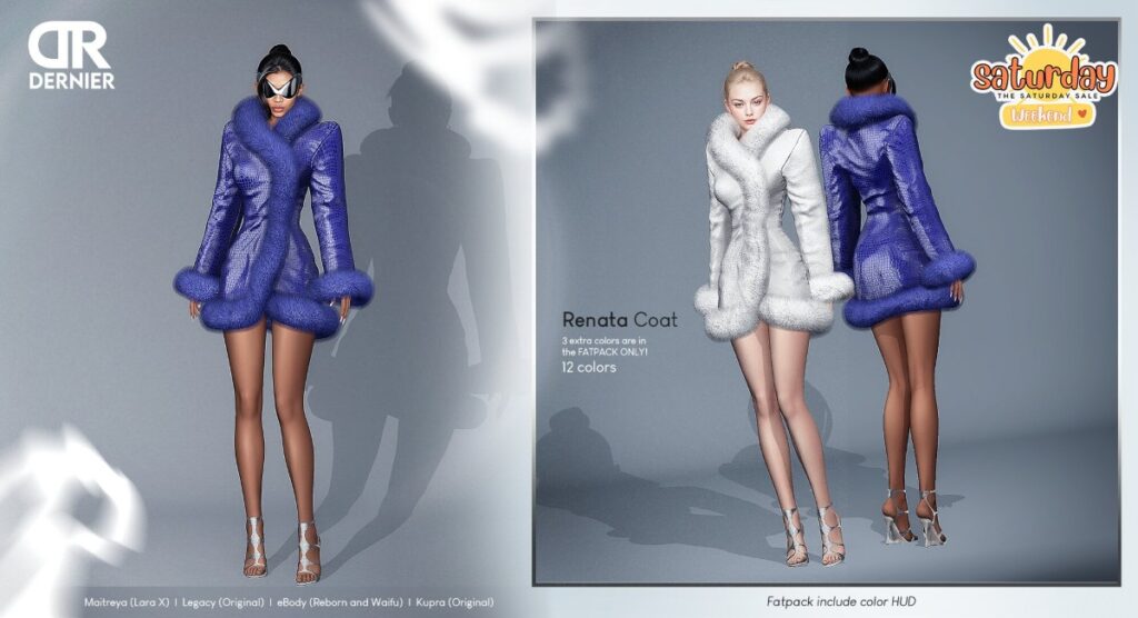 Renata Coat - Inithium/Legacy/Maitreya/Reborn/+mods	&lt;a href=&quot;https://maps.secondlife.com/secondlife/DERNIER/117/141/1006&quot; target=&quot;_blank&quot;&gt;Teleport&lt;/a&gt;