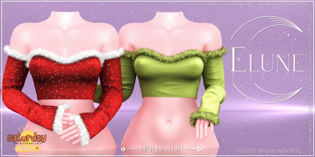 Holly Top - Legacy/Reborn/+mods	&lt;a href=&quot;http://maps.secondlife.com/secondlife/Happy%20Hills/37/59/1002&quot; target=&quot;_blank&quot;&gt;Teleport&lt;/a&gt;