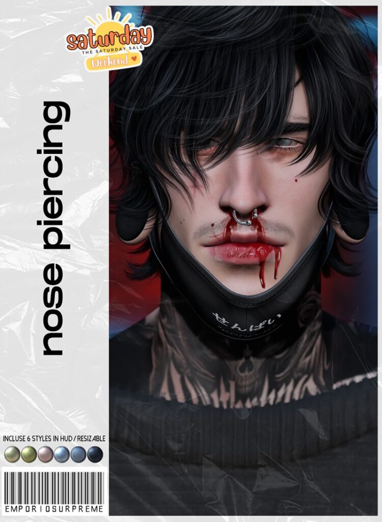 Nose Piercing	&lt;a href=&quot;http://maps.secondlife.com/secondlife/Ember%20Island/115/27/3908&quot; target=&quot;_blank&quot;&gt;Teleport&lt;/a&gt;