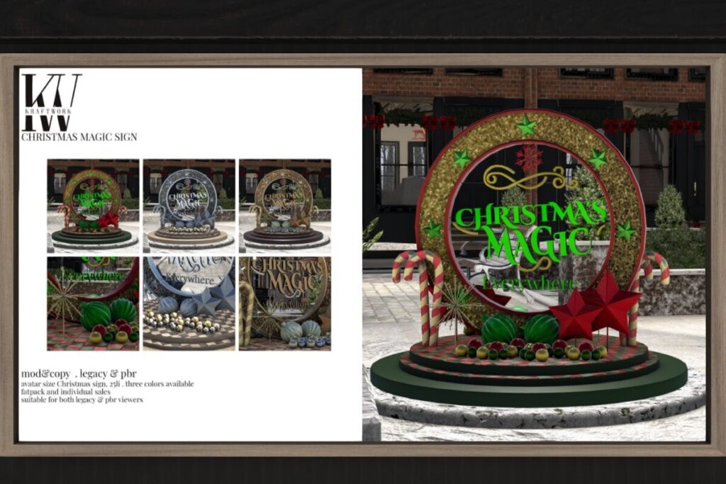 Christmas Magic Sign, L$360-L$399 each/L$810-L$899 FP