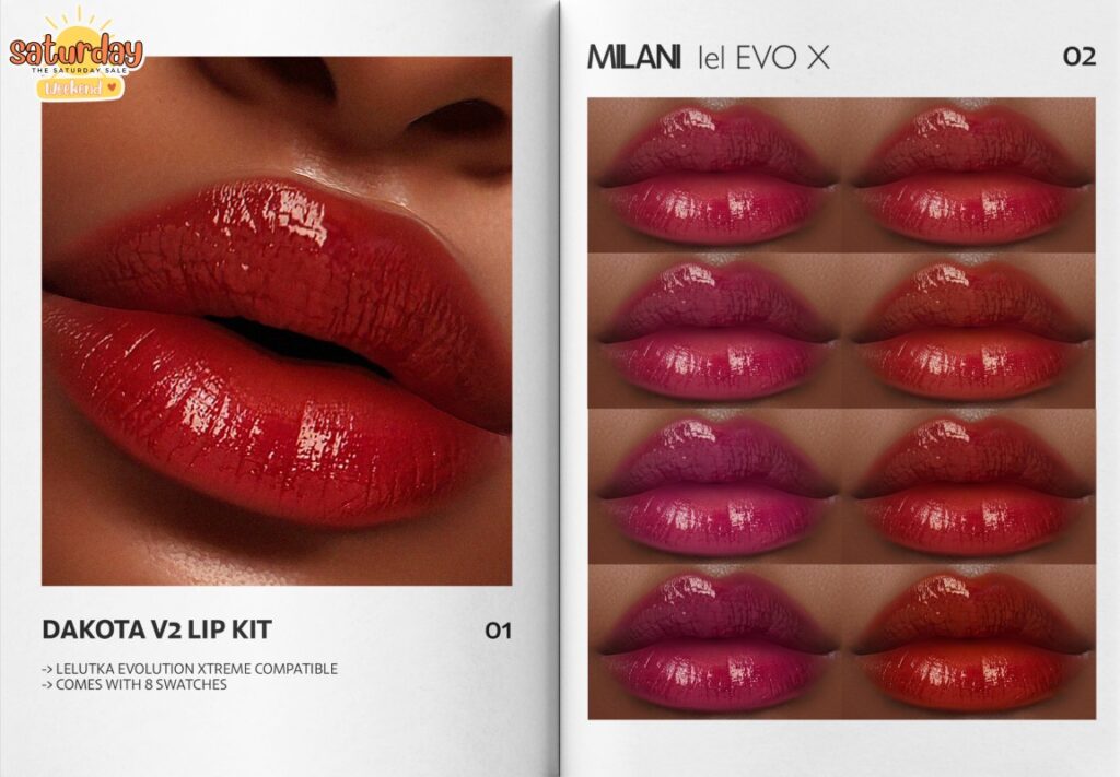 Dakota V2 Lip Kit	&lt;a href=&quot;https://maps.secondlife.com/secondlife/VELOUR/215/117/1503&quot; target=&quot;_blank&quot;&gt;Teleport&lt;/a&gt;