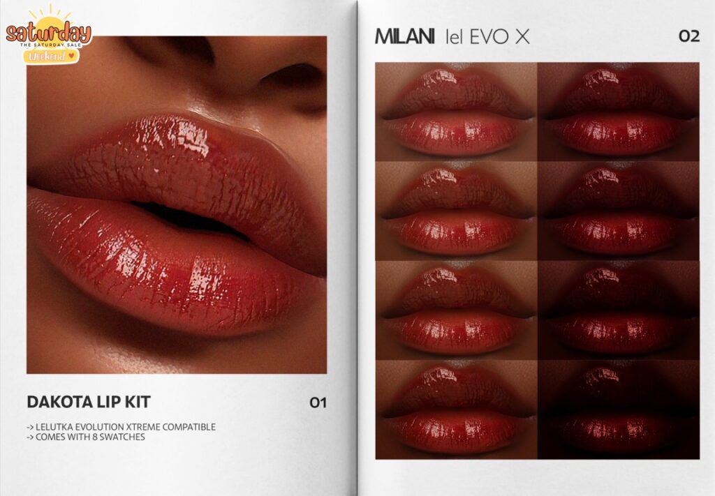 Dakota Lip Kit - EvoX	&lt;a href=&quot;https://maps.secondlife.com/secondlife/VELOUR/215/117/1503&quot; target=&quot;_blank&quot;&gt;Teleport&lt;/a&gt;