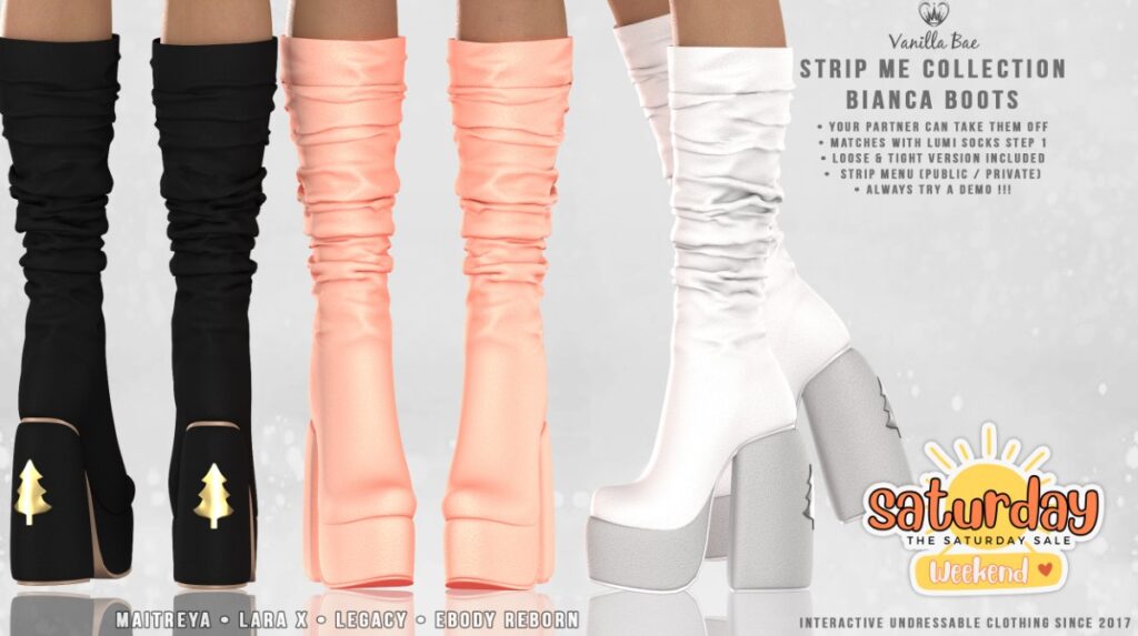 Bianca Boots - Legacy/Maitreya/Reborn/+mods	&lt;a href=&quot;http://maps.secondlife.com/secondlife/Vanilla%20Bae/104/135/29&quot; target=&quot;_blank&quot;&gt;Teleport&lt;/a&gt;