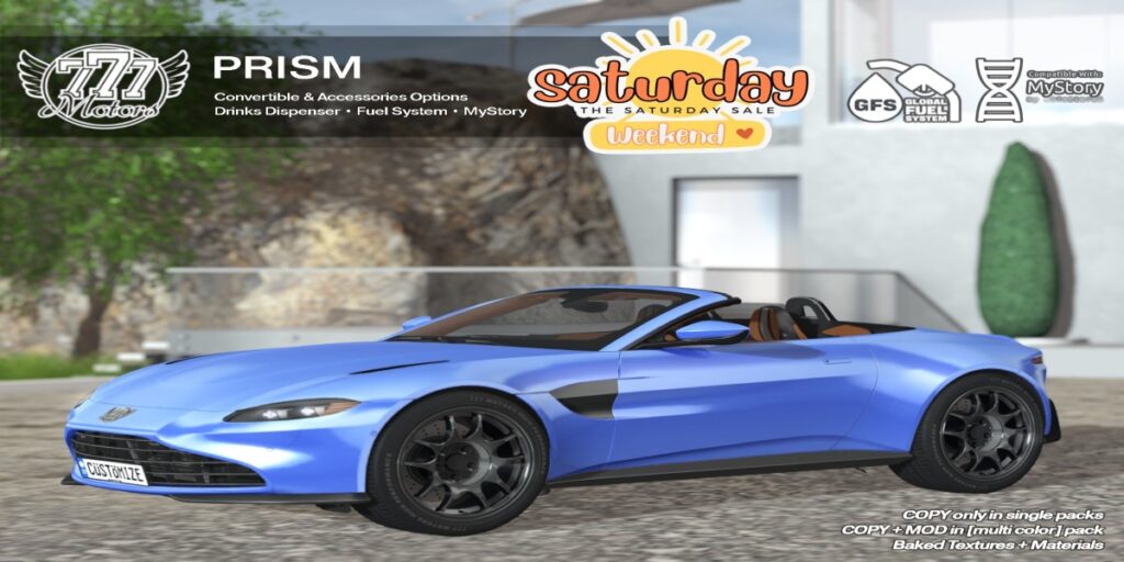 Prism Vehicle Blue	<a href="http://maps.secondlife.com/secondlife/Highway%20Star/144/134/23" target="_blank">Teleport</a>