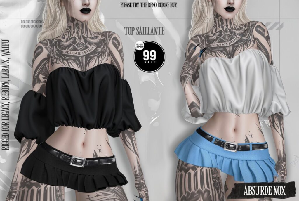 Saillante Top - Legacy/MaitreyaX/Reborn/+mods	<a href="http://maps.secondlife.com/secondlife/Evergreen/56/126/3512" target="_blank">Teleport</a>