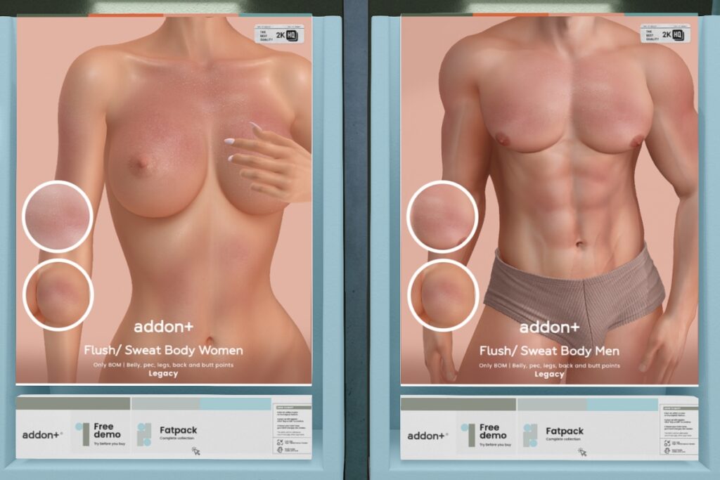 Flush/Sweat Body Women - Legacy, L$320 | Flush/Sweat Body Men - Legacy, L$320