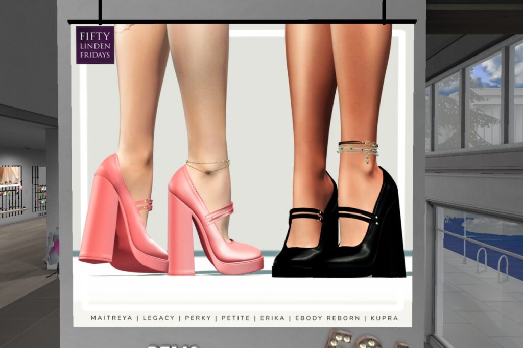 Mina Mary Jane Heels - Inithium/Legacy/Maitreya/Reborn/+mods	<a href="http://maps.secondlife.com/secondlife/Aleutia/76/164/2" target="_blank">Teleport</a>