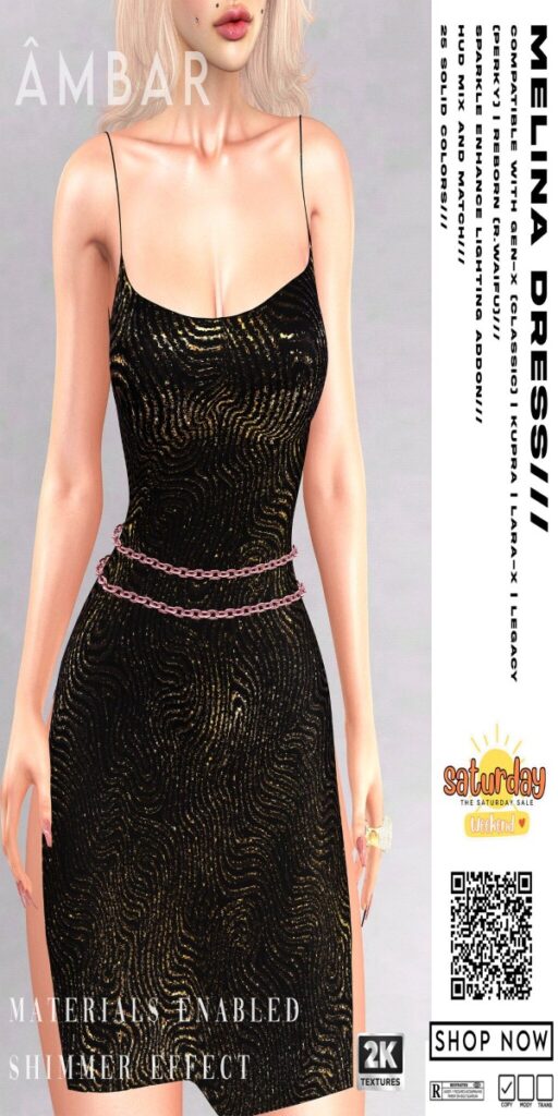 Melina Dress - GenX/Inithium/Legacy/MaitreyaX/Reborn/+mods	<a href="http://maps.secondlife.com/secondlife/Fairy%20Pools/41/203/23" target="_blank">Teleport</a>