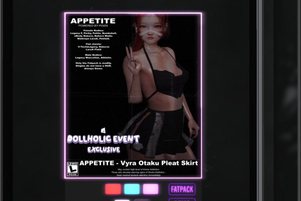 Vyra Otaku Pleat Skirt - Legacy M+F/MaitreyaX/Reborn/+mods, L$269 each/L$1699 FP