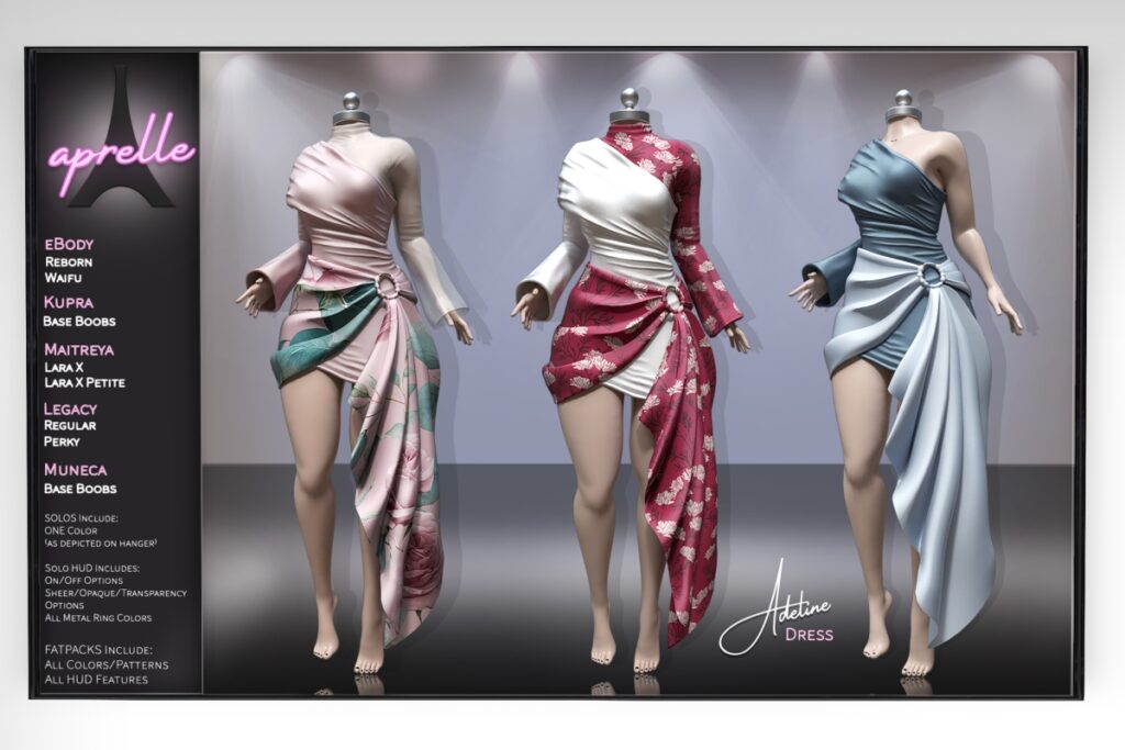 Adeline Dress - Inithium/Legacy/MaitreyaX/Reborn/Yentements/+mods, L$269 each/L$1299 FP