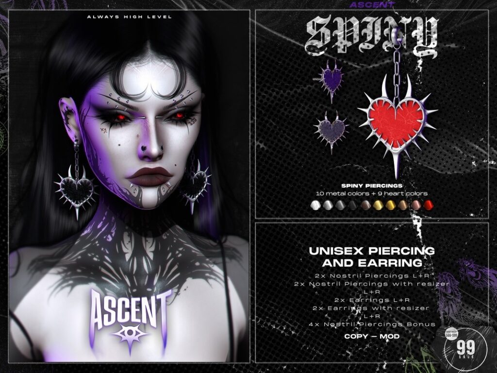 Spiny Earrings	<a href="http://maps.secondlife.com/secondlife/Makai/205/92/3333" target="_blank">Teleport</a>