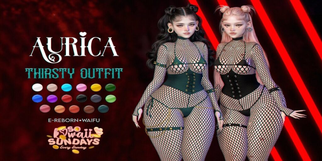 Thirsty Outfit - Reborn/+mods	<a href="http://maps.secondlife.com/secondlife/Crystal%20Isle/142/119/60" target="_blank">Teleport</a>