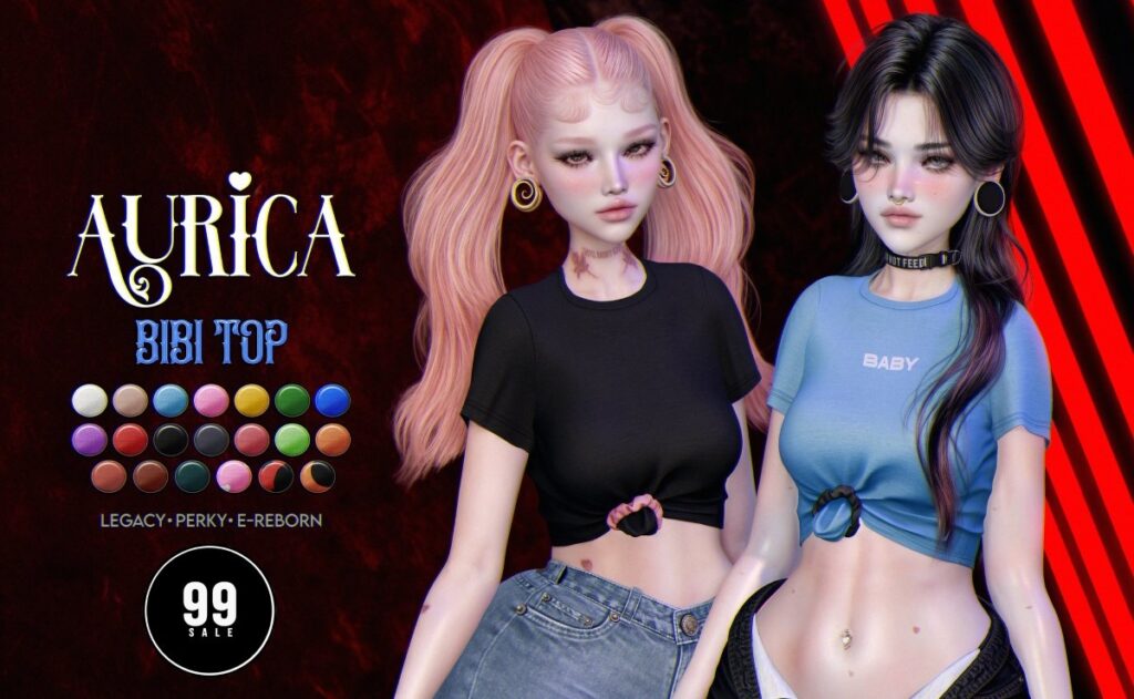 Bibi Top - Legacy/Reborn/+mods	<a href="http://maps.secondlife.com/secondlife/Crystal%20Isle/142/119/60" target="_blank">Teleport</a>