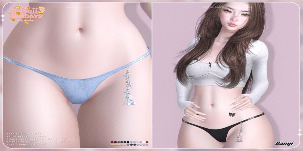 Bear Friend Panties - Legacy/Reborn	<a href="https://maps.secondlife.com/secondlife/Hayfield/191/131/706" target="_blank">Teleport</a>