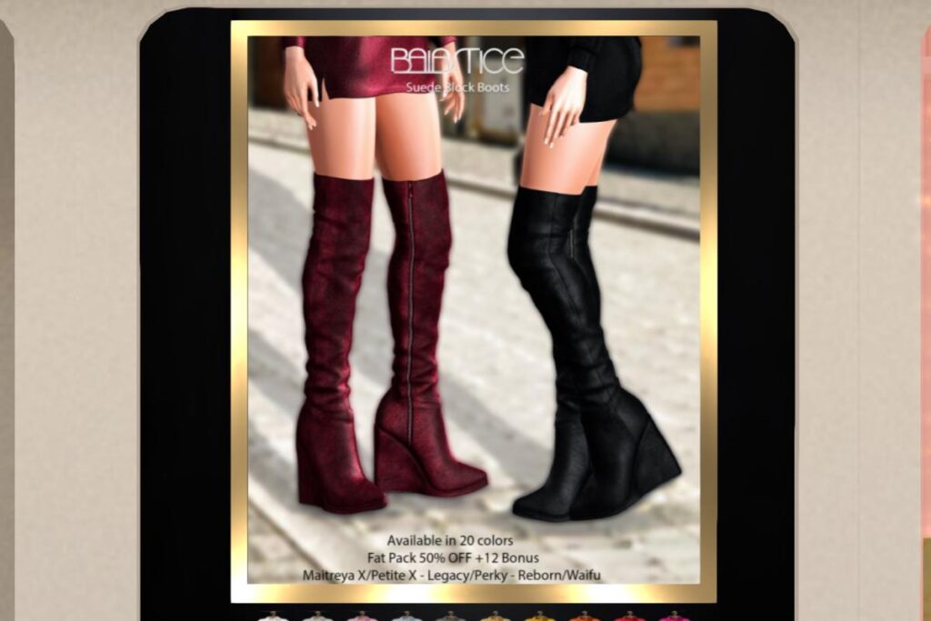 Suede Block Boots - Legacy/MaitreyaX/Reborn, L$188 each/L$1888 FP