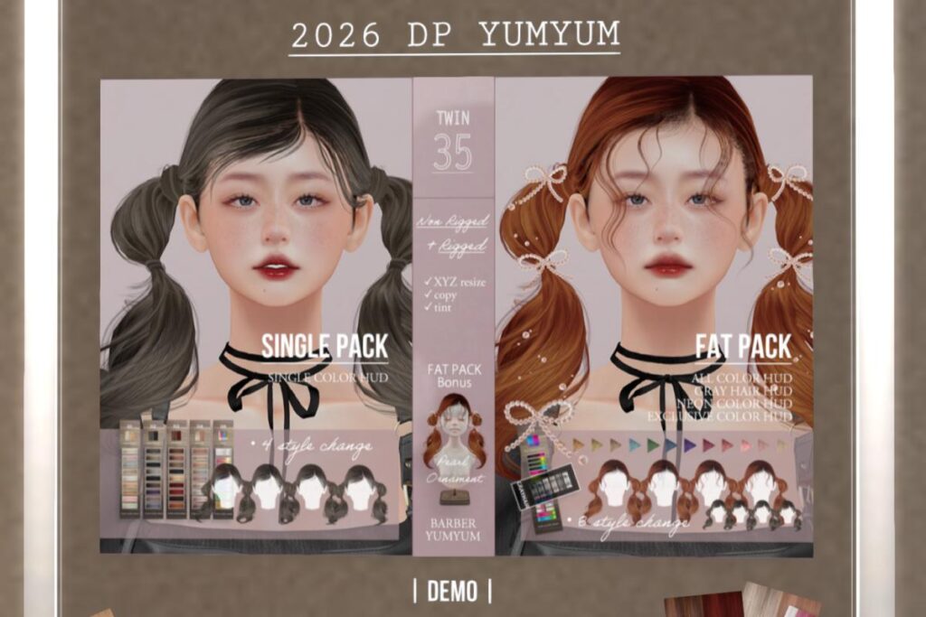 Twin 35 Hair,L$388 each/L$688 FP