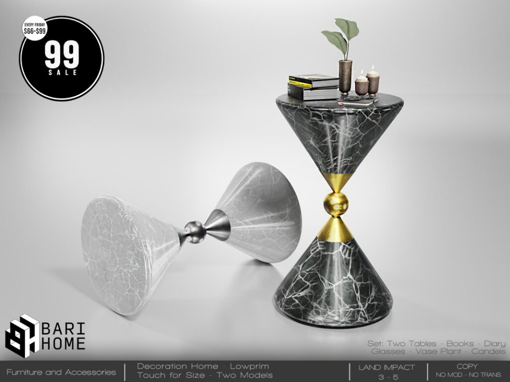 Marble Table Pietra Decor	<a href="http://maps.secondlife.com/secondlife/Magic%20Sky/192/144/2022" target="_blank">Teleport</a>