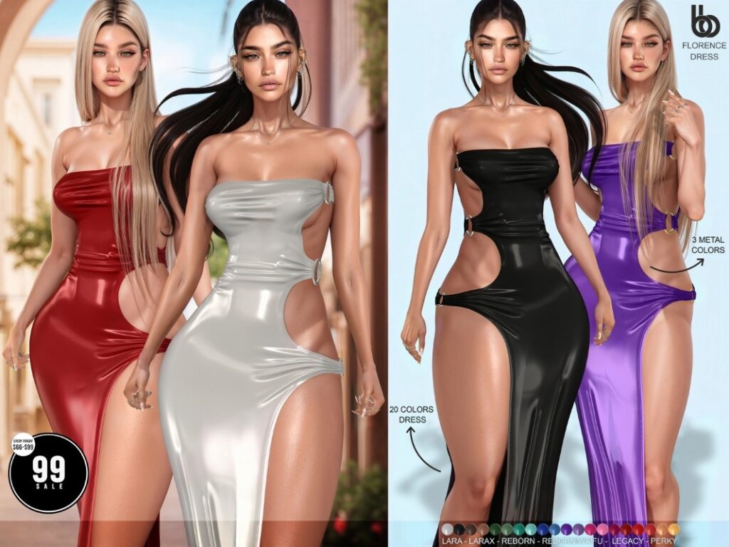 Florence Dress - Legacy/Maitreya/Reborn/+mods	<a href="http://maps.secondlife.com/secondlife/Spiritual%20Reboot/109/197/1766" target="_blank">Teleport</a>